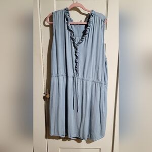 Denim string tie waist dress